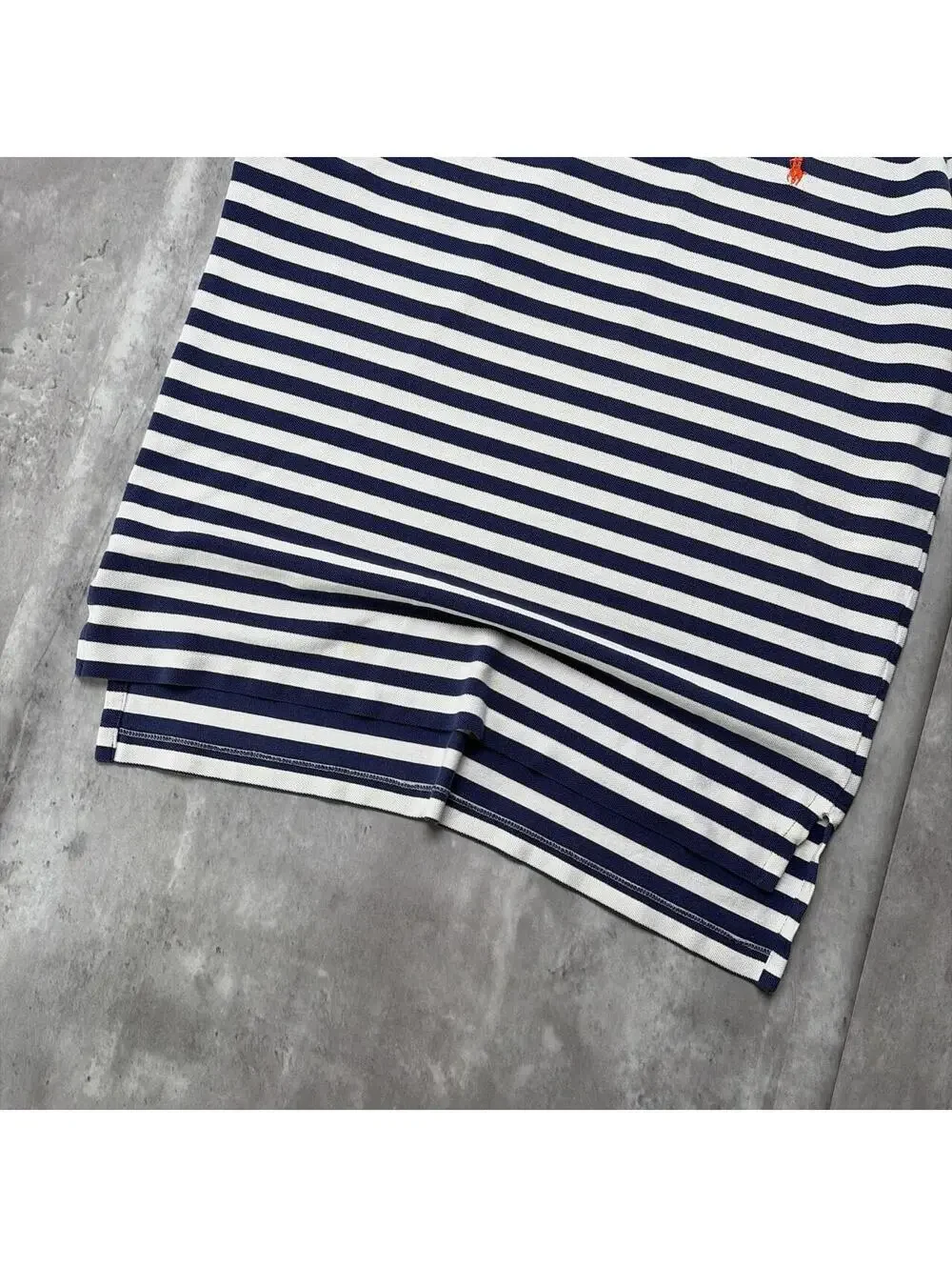 Vintage 90’s Navy Polo Ralph Lauren Grunge Striped Polo Shirt